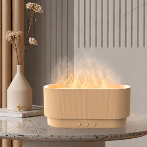 3D Lánghatású Aromaterápiás Diffúzor és Ultrahangos Párásító – LED Hangulatfénnyel, USB - C Tápkábellel, 300 ml - BShopy