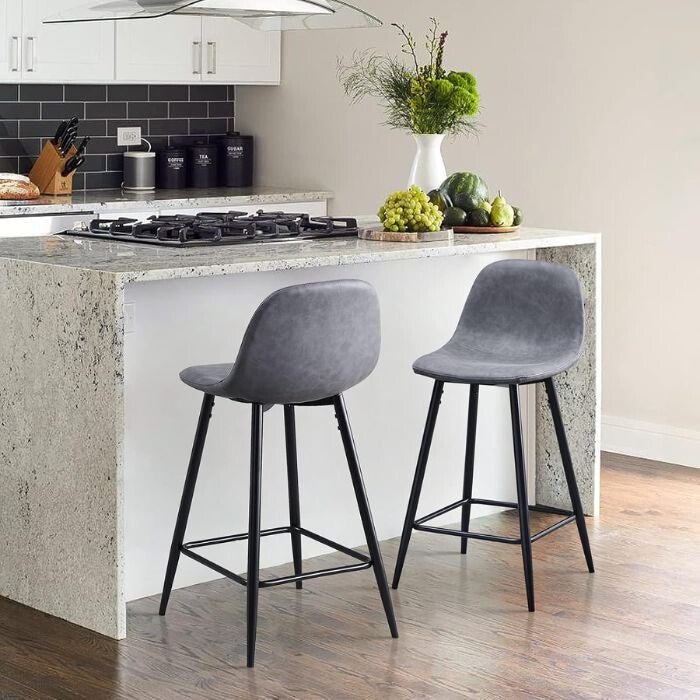 Blux Bárszékek Műbőr Kárpitozással - Szürke - BShopyC - U - BS - 0057GY_0