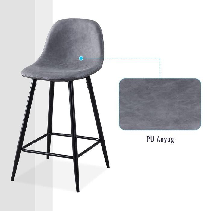 Blux Bárszékek Műbőr Kárpitozással - Szürke - BShopyC - U - BS - 0057GY_4