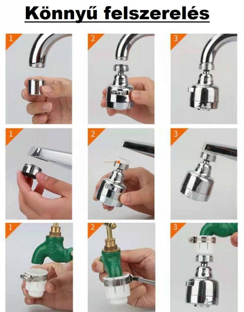 Blux Víztakarékos Csapfej Mosogatóra - Bronz Színű, 360° - ban Forgatható, Szűrős Csapátalakító - BShopy360 fokban forgó csapfejBlux víztakarékos csapfejcsaptelep kiegészítőEM2221_2