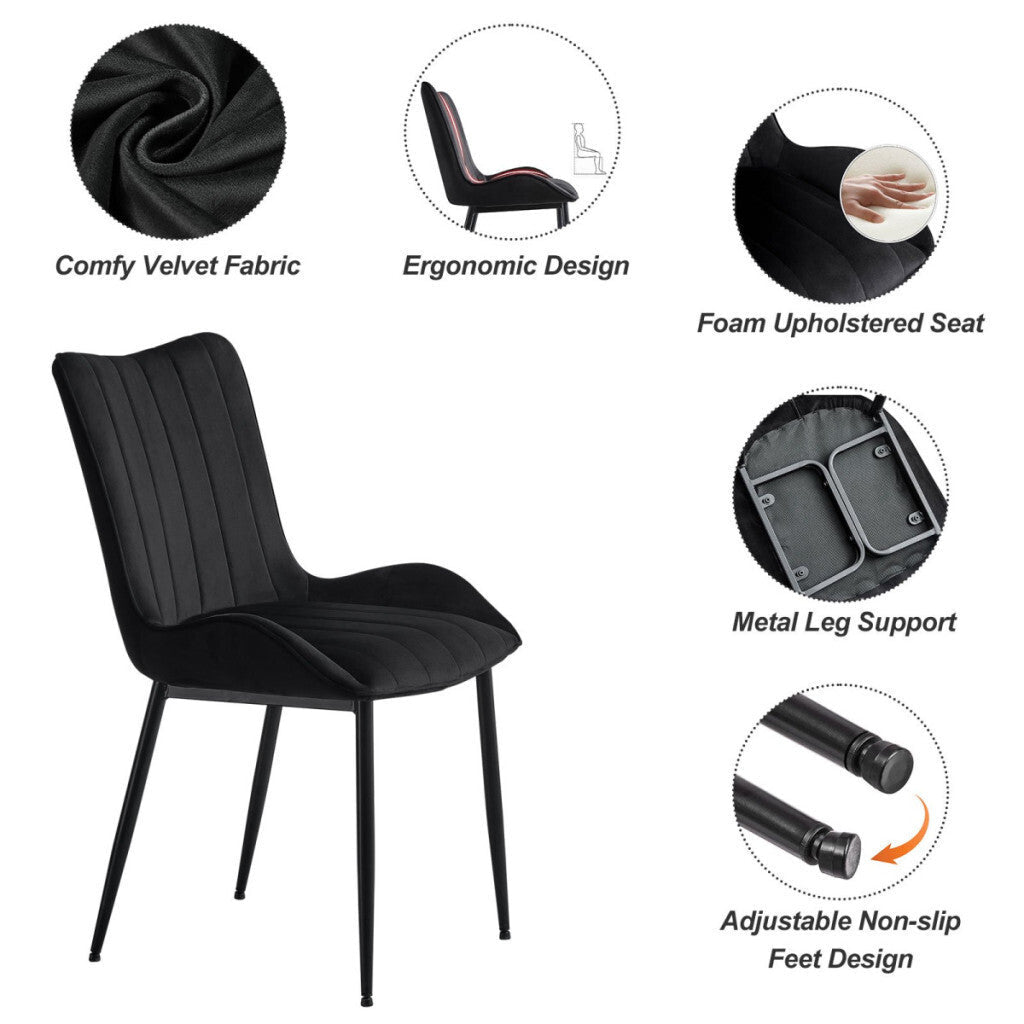 Clipop Fekete Bársony Étkezőszék Szett 2db - BShopyEUCB0109 - C - U - DC - B0206BL_8