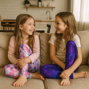 Galaxy Mintás Polárbéléses Téli Gyermek Leggings – 2 db Thermo Nadrág + 2 db Hajgumi (110) - BShopy