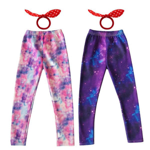 Galaxy Mintás Polárbéléses Téli Gyermek Leggings – 2 db Thermo Nadrág + 2 db Hajgumi (110) - BShopy