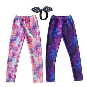 Galaxy Mintás Polárbéléses Téli Gyermek Leggings – 2 db Thermo Nadrág + 2 db Hajgumi - BShopy