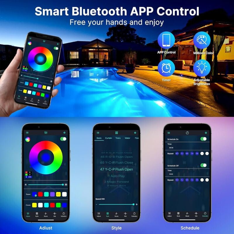 Intelligens Kék LED Medence Lámpa – Vízálló, Energiatakarékos - BShopyX001YXMOV3_4