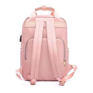J.QMEI laptop hátizsák, táska USB csatlakozóval (rózsaszín) - BShopy