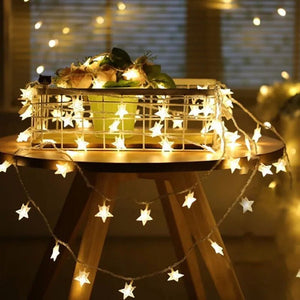 LED Csillagfény Dekoráció - 50 LED, 6 m, Csillag Alakú Füzér Partikhoz és Ünnepi Hangulathoz - BShopy