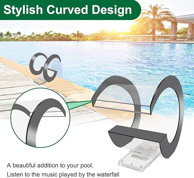 LONGRUN C - alakú Vízesés Kifolyó Rozsdamentes Acél Medence Szökőkút 36.3cm - BShopyX001NJ2SKZ_4