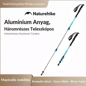 Aluminiowy kij trekkingowy Naturehike – 3-częściowy, 61–135 cm, z rękojeścią EVA, niebieski – BShopy