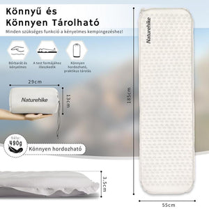 Naturehike łatwy do napompowania materac turystyczny – grubość 3,5 cm, ultralekki (490 g), prostokątny, jasnoszary - BShopy