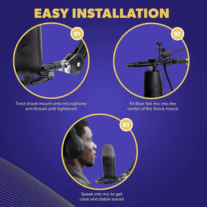 Shock Mount Mikrofon Rezgéscsillapító Tartó – Univerzális Mikrofon Kengyel Blue Yeti és Snowball Mikrofonhoz - BShopy