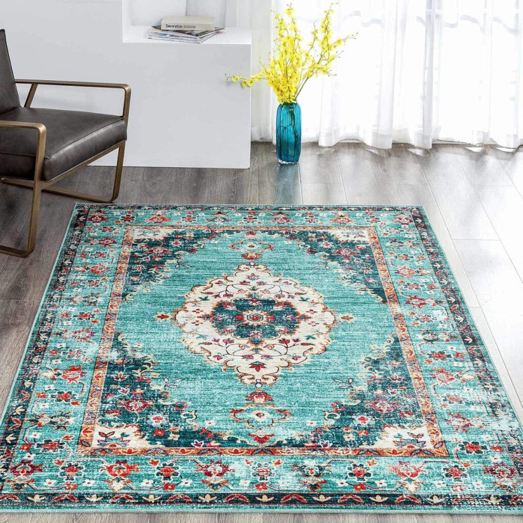 Taleta Durham Türkiz Virágos Beltéri Szőnyeg 120x170cm - BShopyX0016EHE2T_0