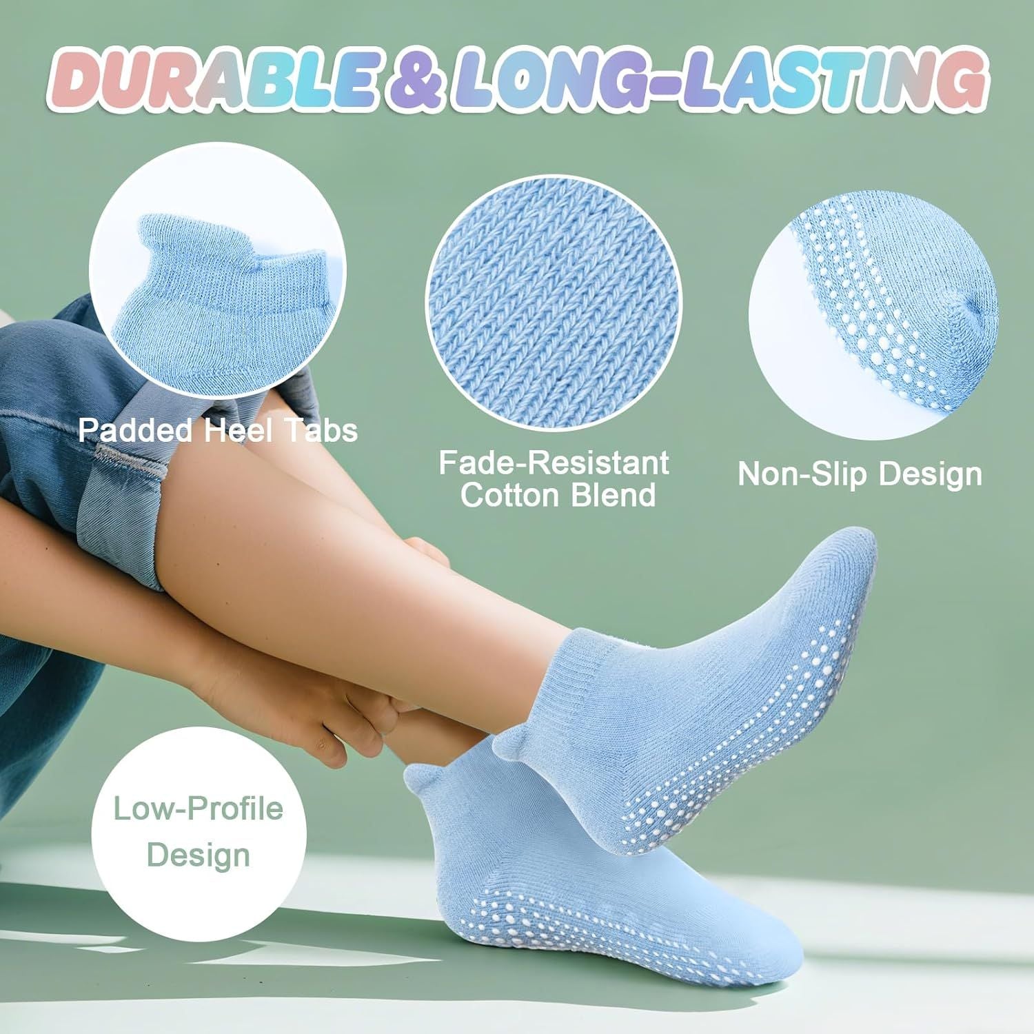 Prémium Csúszásmentes Baba és Gyerek Bokazokni Szett – Párnázott Sarokvédelemmel