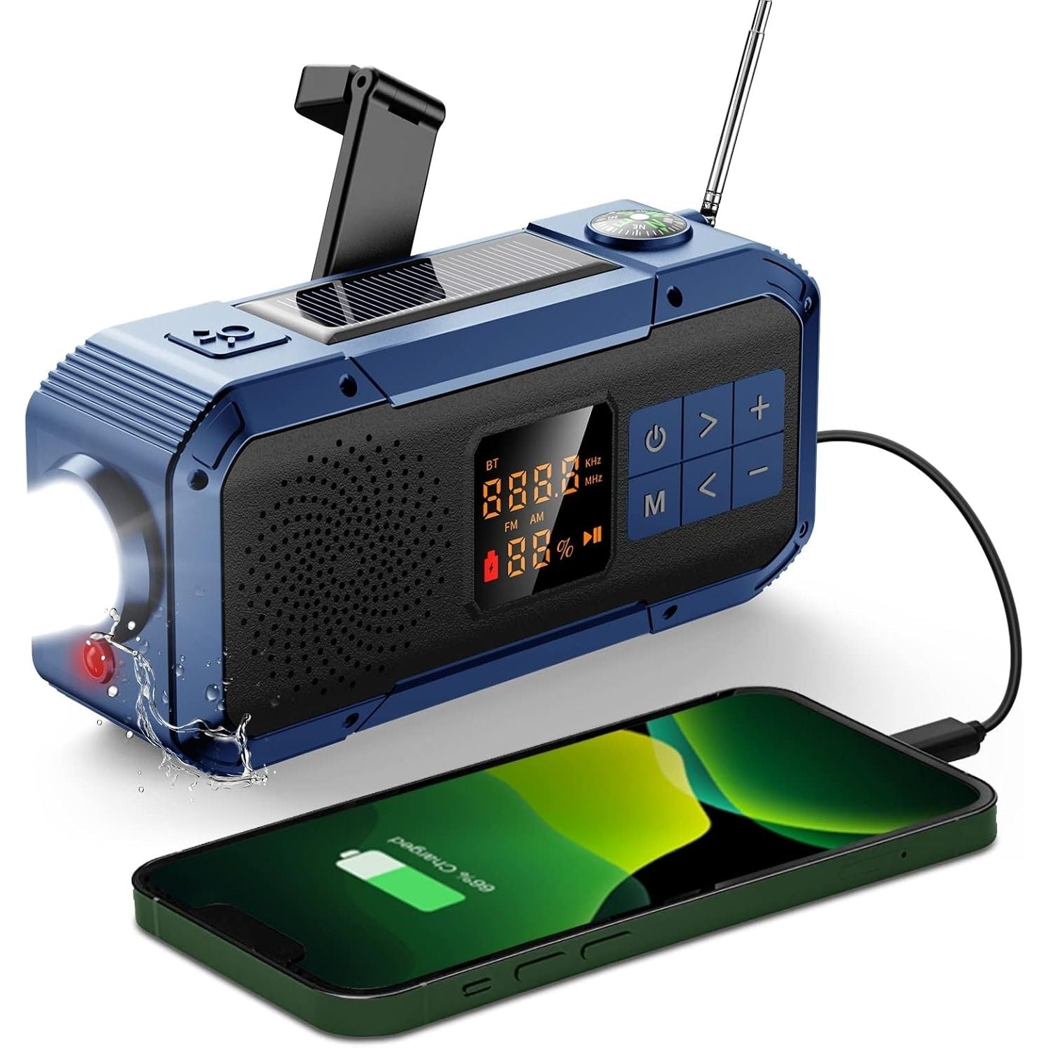 Wielofunkcyjne Przenośne Radio - Bluetooth, Powerbank, Solarne, Latarka Awaryjna