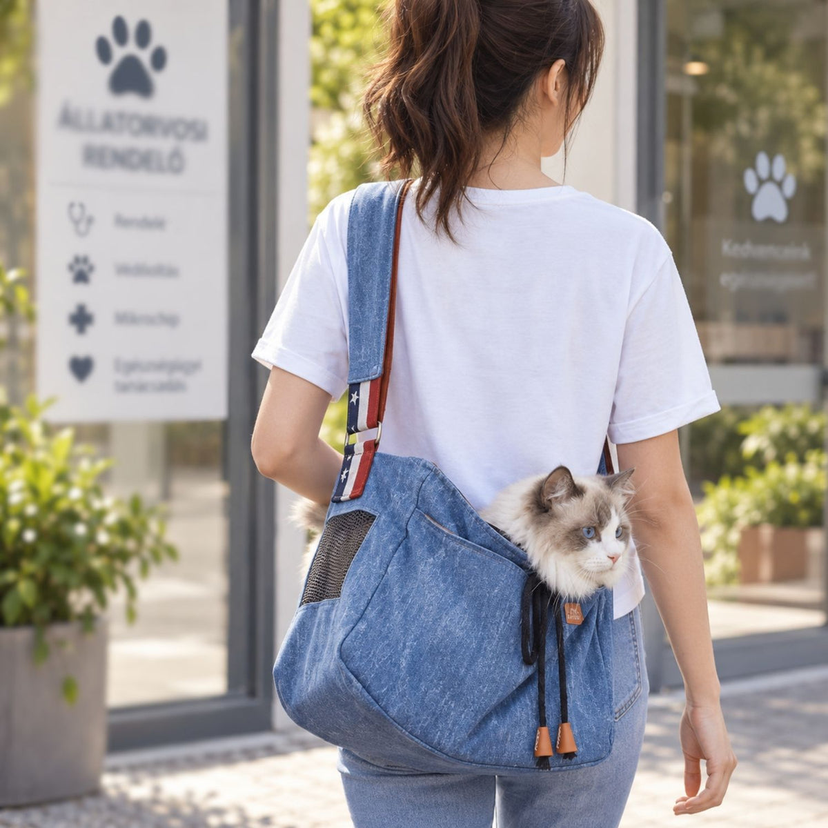Doglemi Jeansowa Torba Transportowa dla Małych Zwierząt z Pasek na Ramię - dla Małych i Średnich Psów