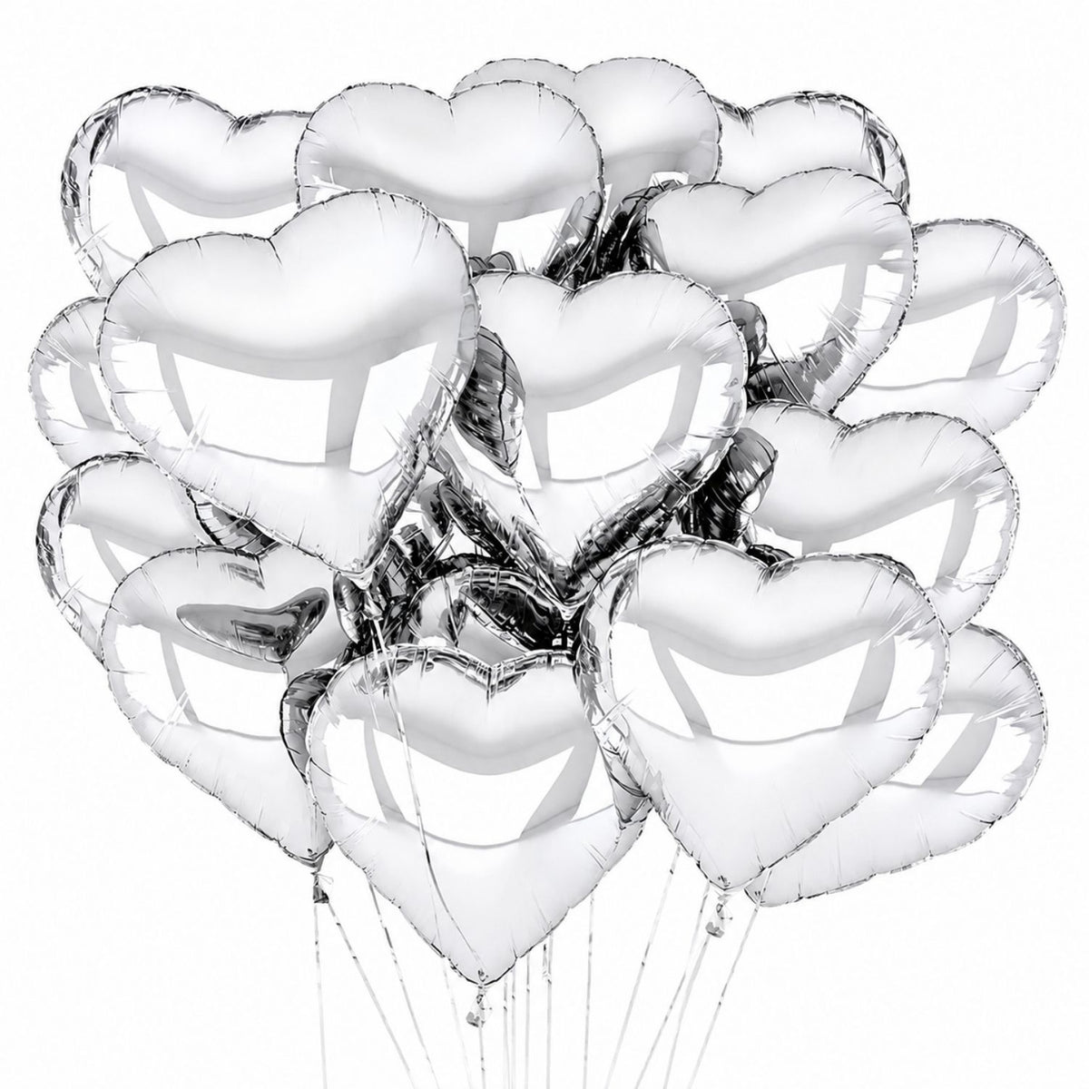 Balony Foliowe Serca Srebrne 30 szt. 40x45 cm
