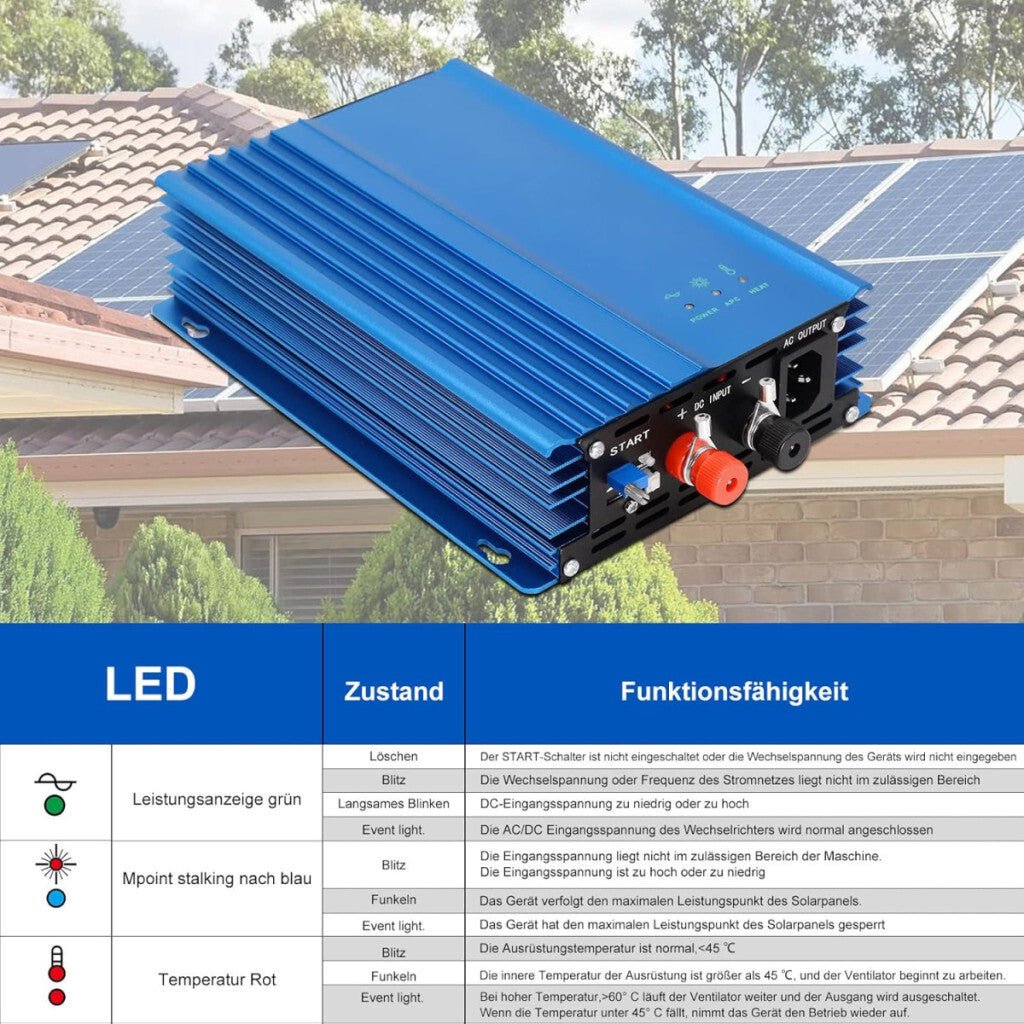 ARCELI 500W MPPT 12V Napelemes Inverter - Mikro Inverter, PV Inverter - Kék - BShopy