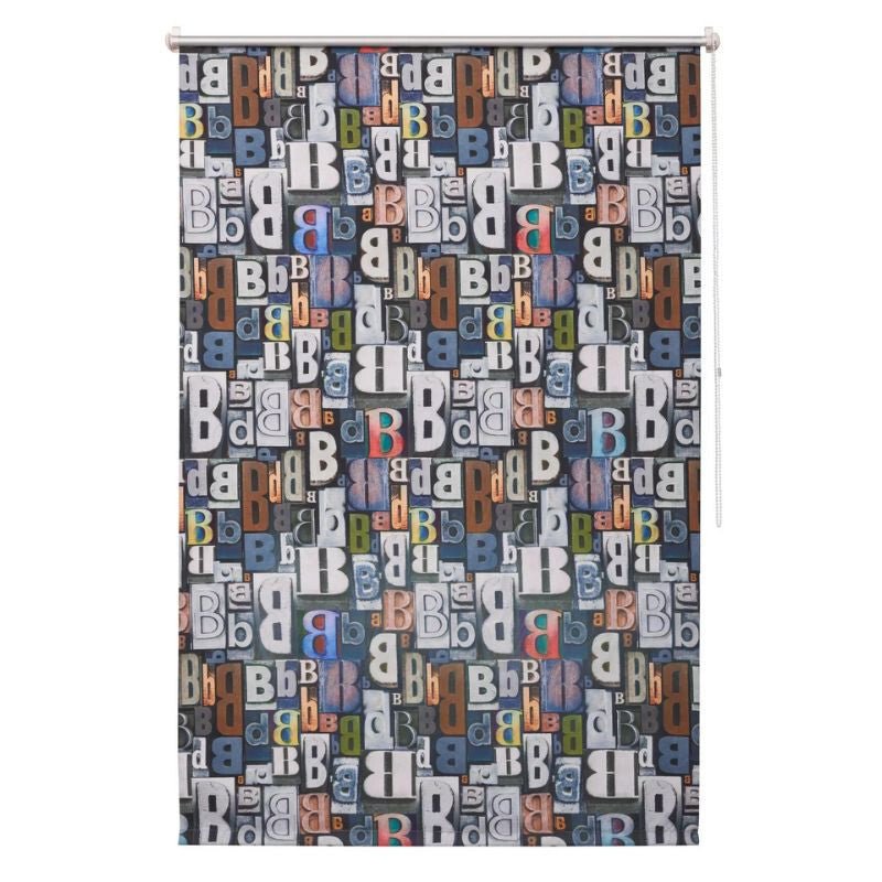 B.Banani Klemmfix Sötétítő Roló - 77 x 150 cm, Színes Betűmintás - BShopy