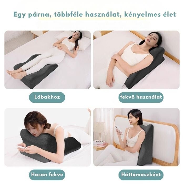 Blux – wielofunkcyjna poduszka z pianki memory – podparcie pleców, do relaksu i leżenia na brzuchu (65×46×26 cm, ciemnoszara) - BShopy