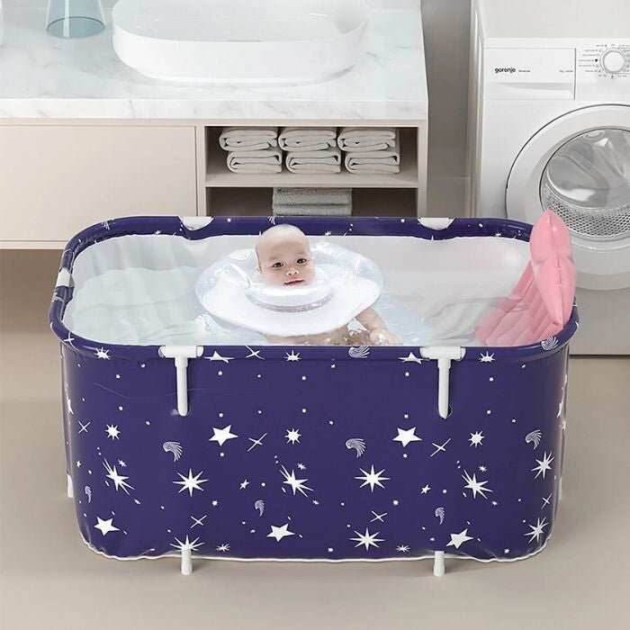 BLux Összecsukható Felnőtt Fürdőkád - 140 cm, Kék Alapon Fehér Csillagos - BShopyBS1016_4