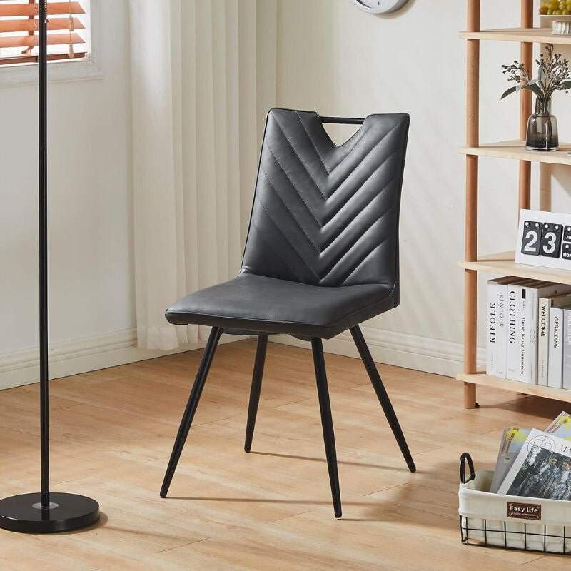 CLIPOP Étkezőszék, Vastagon Kárpitozott Ülőfelület, Műbőr Fekete, 2 darab - BShopyC - U - DC - A0351BL_0