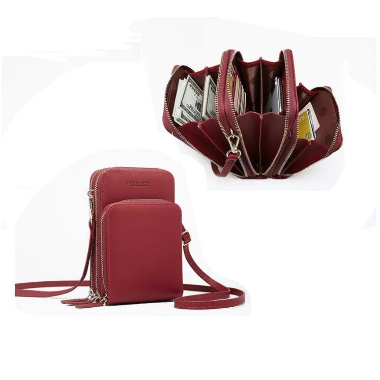 Divatos Női Mobil Válltáska (Bordó) - BShopy