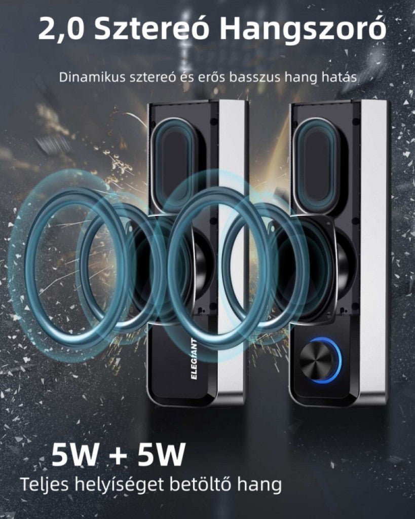 ELEGIANT SR400 Bluetooth, HiFi Sztereó USB - s PC Hangszórópár 2db/Csomag - BShopy