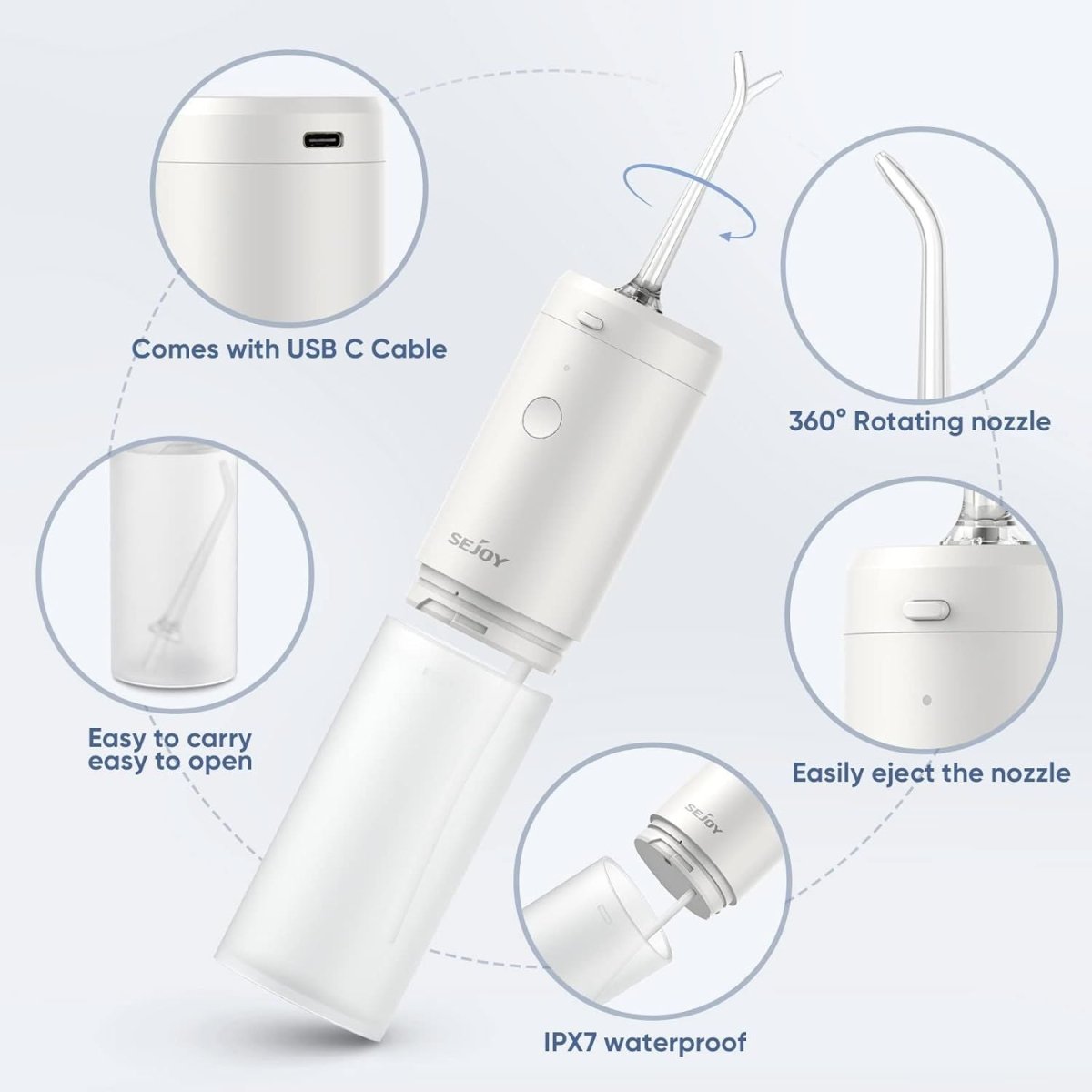 Elektromos Szájzuhany és Fogköztisztító Irrigátor - USB - C Tölthető, 3 Tisztítási Mód - BShopy