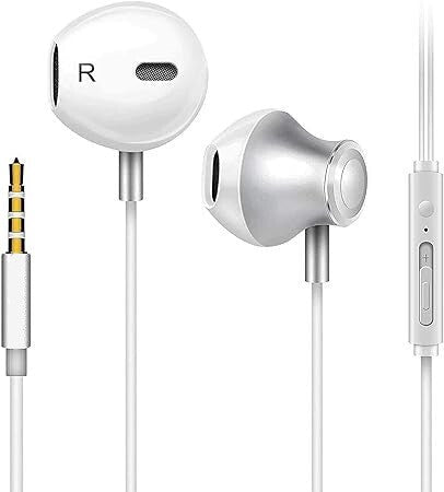 Fehér Vezetékes Fülhallgató Mikrofonnal - 3.5 mm jack Csatlakozóval, Univerzális Headset Telefonhoz - BShopyX000XQQANZ_0