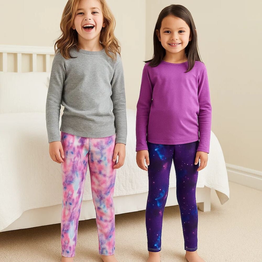 Galaxy Mintás Polárbéléses Téli Gyermek Leggings – 2 db Thermo Nadrág + 2 db Hajgumi (130) - BShopyX001FFYO1N_2