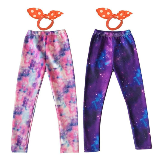 Galaxy Mintás Polárbéléses Téli Gyermek Leggings – 2 db Thermo Nadrág + 2 db Hajgumi (140) - BShopyX001FFZ97V_0