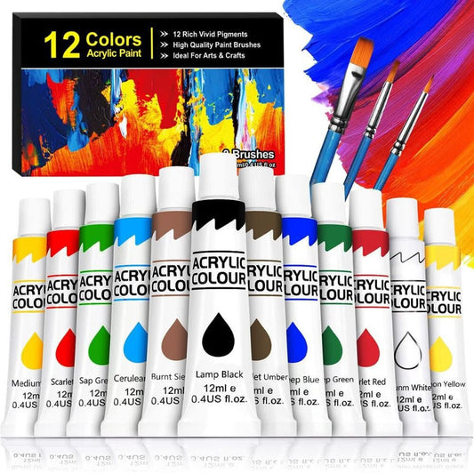 Gifort Akrilfesték Készlet - 12 db - os Színes Művészeti Festék Szett - BShopyX0017IVSJJ_0