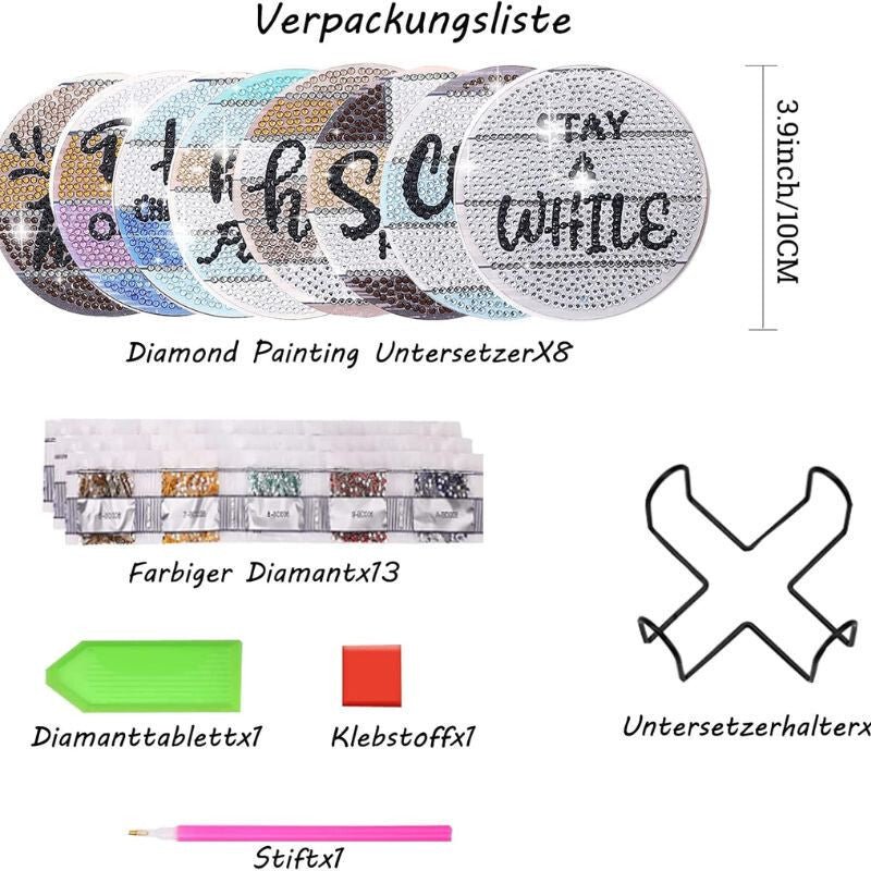Gyémántfestéses Poháralátét - Kreatív DIY Szett - BShopyX001QTEWVZ_1