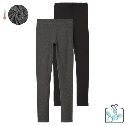 Gyermek Thermo Nadrág Szett 2 db – Meleg Téli Leggings Fekete és Szürke Színben, Ajándék Hajgumival (170) - BShopyX001LHWACP_0