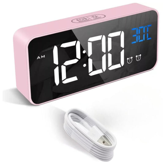 Hermic Digitális Ébresztőóra - Rózsaszín, LED Kijelzővel és Hőmérő Funkcióval - BShopyX001FFYY9Z_0