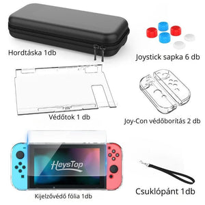 HEYSTOP Nintendo Switch Védőszett - Fekete, Ütésálló Tok és Tartozékok - BShopy