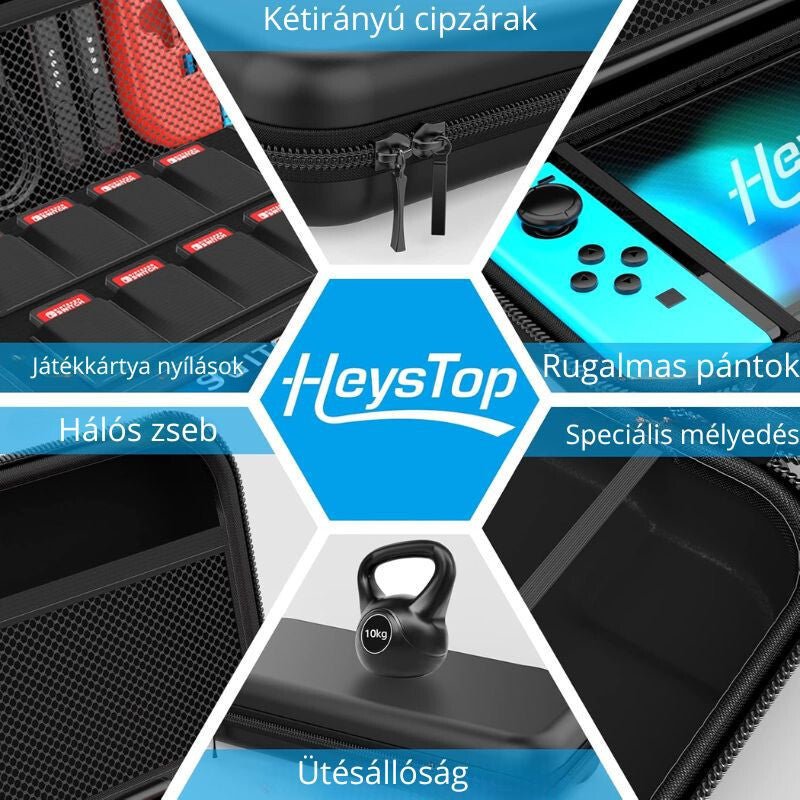 HEYSTOP Nintendo Switch Védőszett - Fekete, Ütésálló Tok és Tartozékok - BShopy