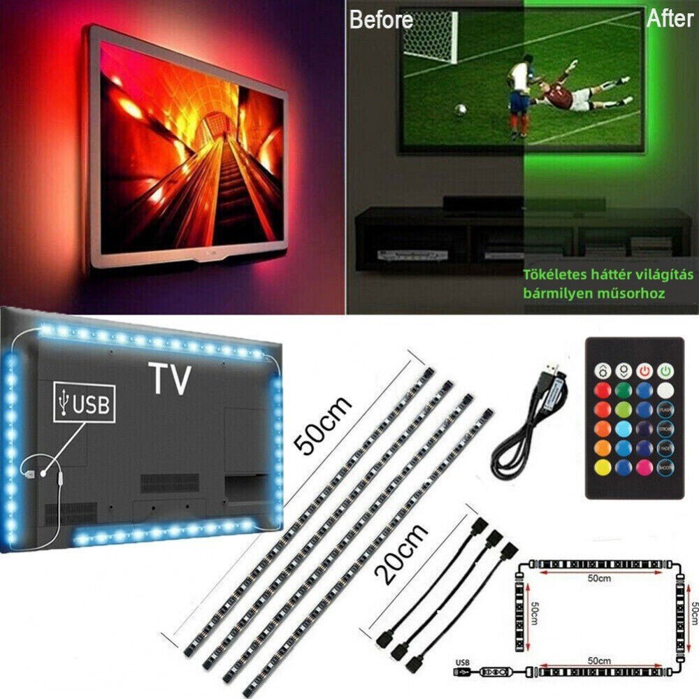 Innolight 4×0,5 m LED Szalag - TV/monitor Háttérvilágítás, Energiatakarékos LED Csík - BShopy