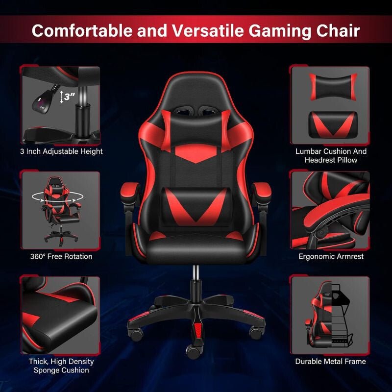 Insma Fekete - Piros Ergonomikus Gamer Szék - BShopyG5572 - POA5186734_4