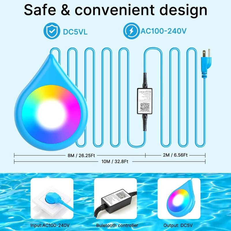 Intelligens Kék LED Medence Lámpa – Vízálló, Energiatakarékos - BShopyX001YXMOV3_7