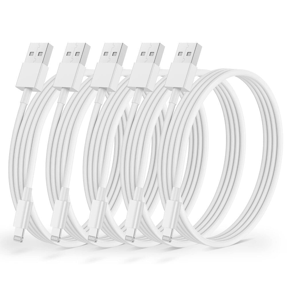 iPhone Töltő Szett (5 db) - Lightning Kábel és Adapter, Fehér - BShopy
