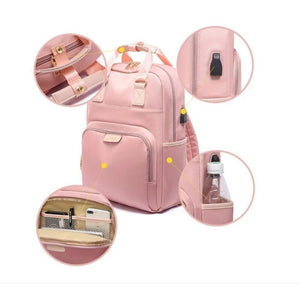 J.QMEI laptop hátizsák, táska USB csatlakozóval (rózsaszín) - BShopy