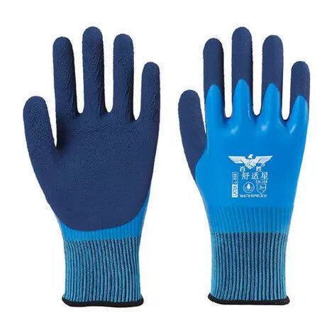 Kék Latex Bevonatú Poliészter Szerelőkesztyű - 2 pár, Csúszásmentes, Vágásálló - BShopy