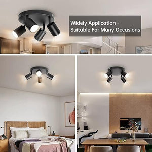 Obrotowa, regulowana 4-punktowa lampa sufitowa spot LED GU10 Ketom (czarna) – BShopy