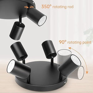 Obrotowa, regulowana 4-punktowa lampa sufitowa spot LED GU10 Ketom (czarna) – BShopy
