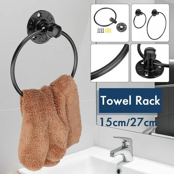 Kovácsoltvas Törölközőtartó Gyűrű (Fekete) - BShopy
