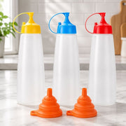 LikeSun Zestaw 3 Plastikowych Butelek na Sos – 550 ml Do Sosów i Polew
