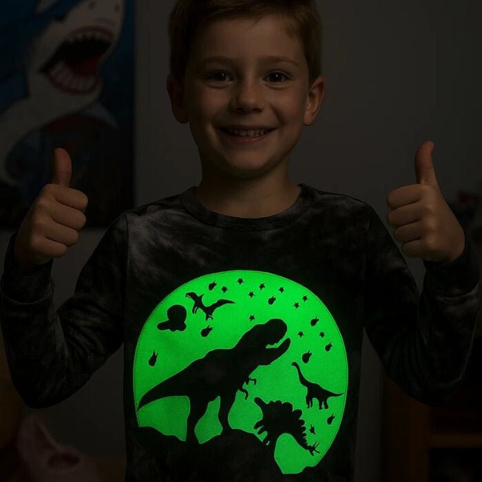 LOLPIP Fiú Hosszúujjú Pamut Pizsama Szett 6 éveseknek 2db (Cápás és Dinós) - BShopyX001F87R87_2