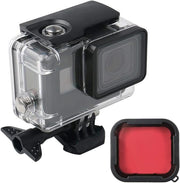 Lupholue Wodoszczelne Przezroczyste Etui GoPro do 50 m - Czerwone Etui Nurkowe z Filtrami do Nagrywania Podwodnego