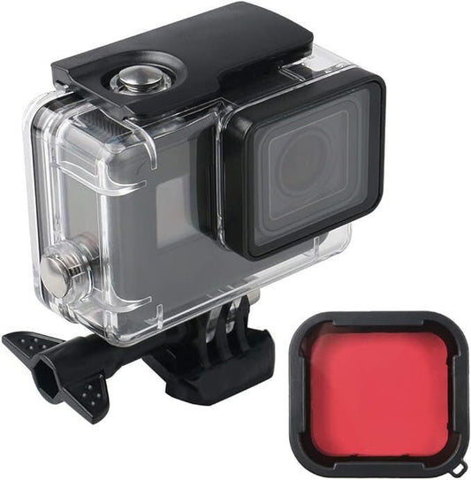 Lupholue GoPro Vízálló Átlátszó Tok 50 m - ig - Piros Szűrős Búvártok Víz Alatti Felvételekhez - BShopyX001KB68D9_0